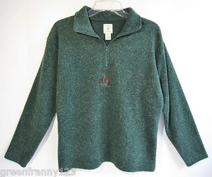 VICTORIA'S SECRET COUNTRY 1/2 Zip Sweater Pullover Sz S Forest Green Embroidered - Picture 1 of 7