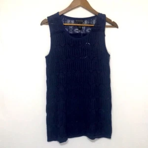 Navy Blue Women’s Design 365 Sleeveless Crochet Summer Top Large - Picture 1 of 10