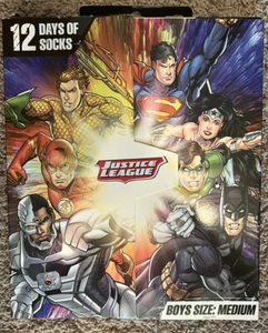DC Justice League Super Hero 12 Days of Socks Assorted Boys Size Medium - Picture 1 of 2