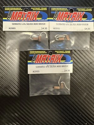 Vintage RC 540 Motor Brushes Team Matrix Serrated 6% Silver MOD Standup x3 Packs - Image 1 of 3