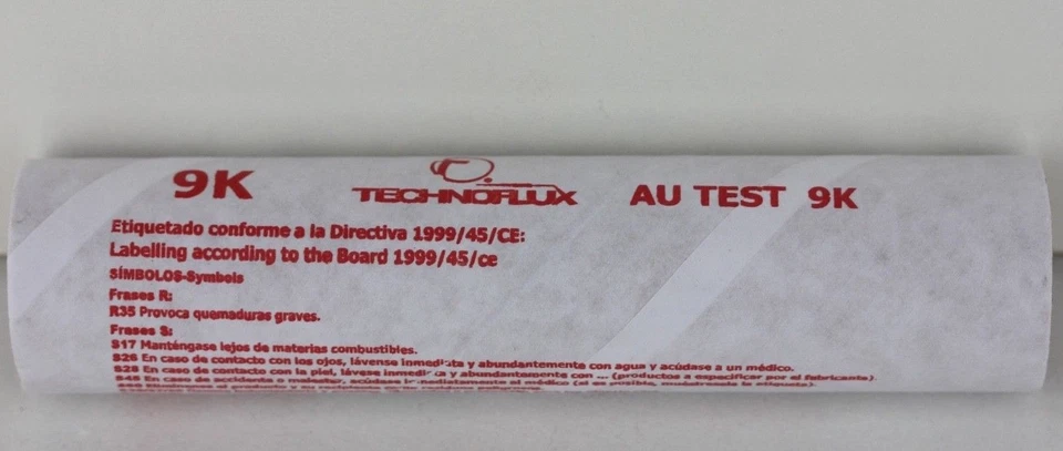 AMPOULE ACIDE - REACTIF TECHNOFLUX - TEST OR 9 K - NEUVE SOUS EMBALLAGE