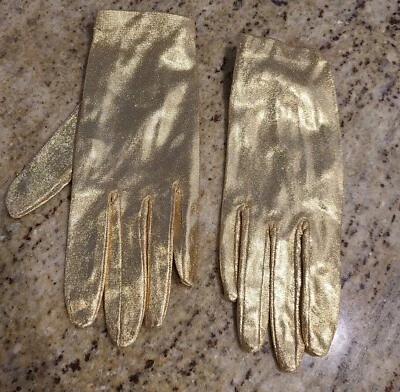 Guantes formales vintage talla S dorados metálicos de 7,5" discoteca caprichoso hada gótica Foto 1 de 4