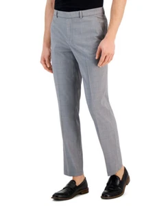 Perry Ellis Portfolio Men's Slim-Fit Tonal Windowpane Dress Pants - Picture 1 of 28