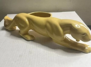 Vintage Mid Century Yellow Stalking Panther Ceramic Planter - 15.25” - Rare!!! - Picture 1 of 14