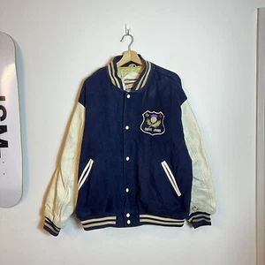 Vintage Guess Georges Marciano 90s Varsity Leather Letterman Wool Jacket Mens L - Picture 1 of 8