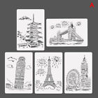 5X Boat Tower Building Painting Scrapbook Stencils DIY Wall Embossing Templa_ex
