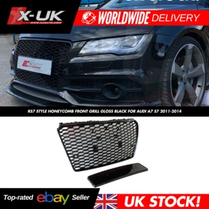 RS7 Style Honeycomb Front Grill Gloss Black for Audi A7 S7 2011-2014 - Picture 1 of 13