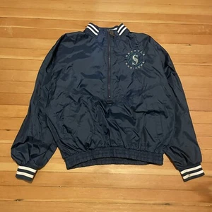 Vintage 90s Seattle Mariners Jacket READ Mens M 1/2 zip Windbreaker Pro Player - Picture 1 of 5