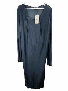 NWT Noa Noa Midi Dress Size Medium Cool Dyed Jersey India Ink Blue Long Sleeves - Picture 1 of 15