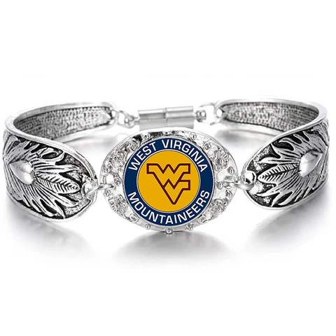 WVU West Virginia Mountaineers Womens Sterling Silver Bracelet Jewelry Gift D3 Cover