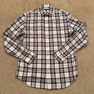 Banana Republic Shirt Mens Small Gray Red Plaid Long Sleeve Button Up Classic Fi - Image 1 of 4