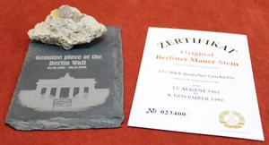 Original  Piece of the BERLIN WALL on Slate Display  + COA - Picture 1 of 18