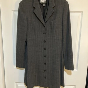DKNY Button Front Wool Blend Mid-Length Coat Jacket  US 10 - Picture 1 of 20