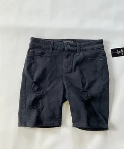 Guess Women’s Midi Short Black Denim Destroyed Size 27 - Picture 1 of 4