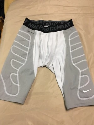 NIKE PRO COMBAT DRI-FIT WHITE/GRAY PADDED BASEBALL FOOTBALL USED  XL - Image 1 of 2