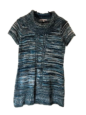 NY Collection Pl Petite Women Blue White Sweater Dress Petite - Image 1 of 4