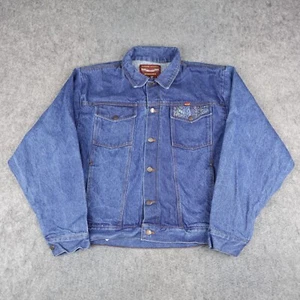 Vintage Rustler Jacket Mens Large Blue Denim Trucker Jeans By Wrangler 90s Y2K - Picture 1 of 12