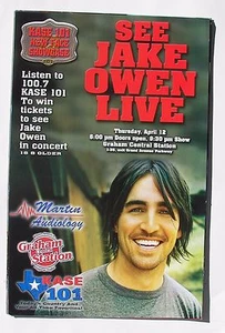 Póster de concierto de Jake Owen - 12 de abril de 2007 - KASE 101, Austin, Texas - Imagen 1 de 1