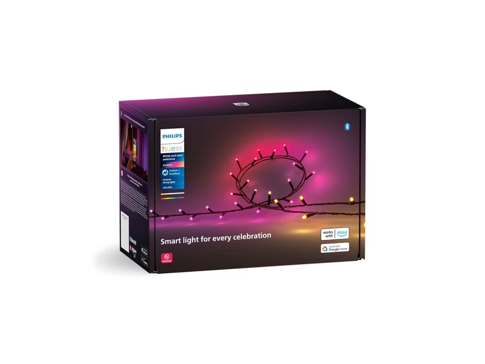 Philips Hue luzes de corda internas/externas Festavia 250 mini LEDs inteligentes 65 pés - Imagem 1 de 4