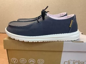 Hey Dude Women's Wendy Canvas Slip On Shoe US 7 Chambray Off Black - Picture 1 of 13