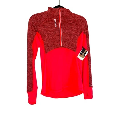 Женский пуловер Reebok S Coral 1/2 на молнии с длинным рукавом с отверстием для большого пальца спортивная одежда топ для бега - Изображение 1 из 4