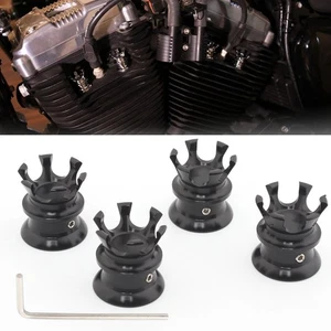 4pcs Crown Head Bolt Topper Cap Engine Cover Trim Black For Harley Softail Dyna - Picture 1 of 14