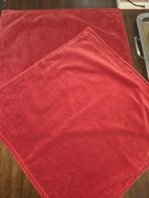 Pottery Barn Christmas Red Velvet Pillow Covers Pair 20x20 EUC - Image 1 of 4