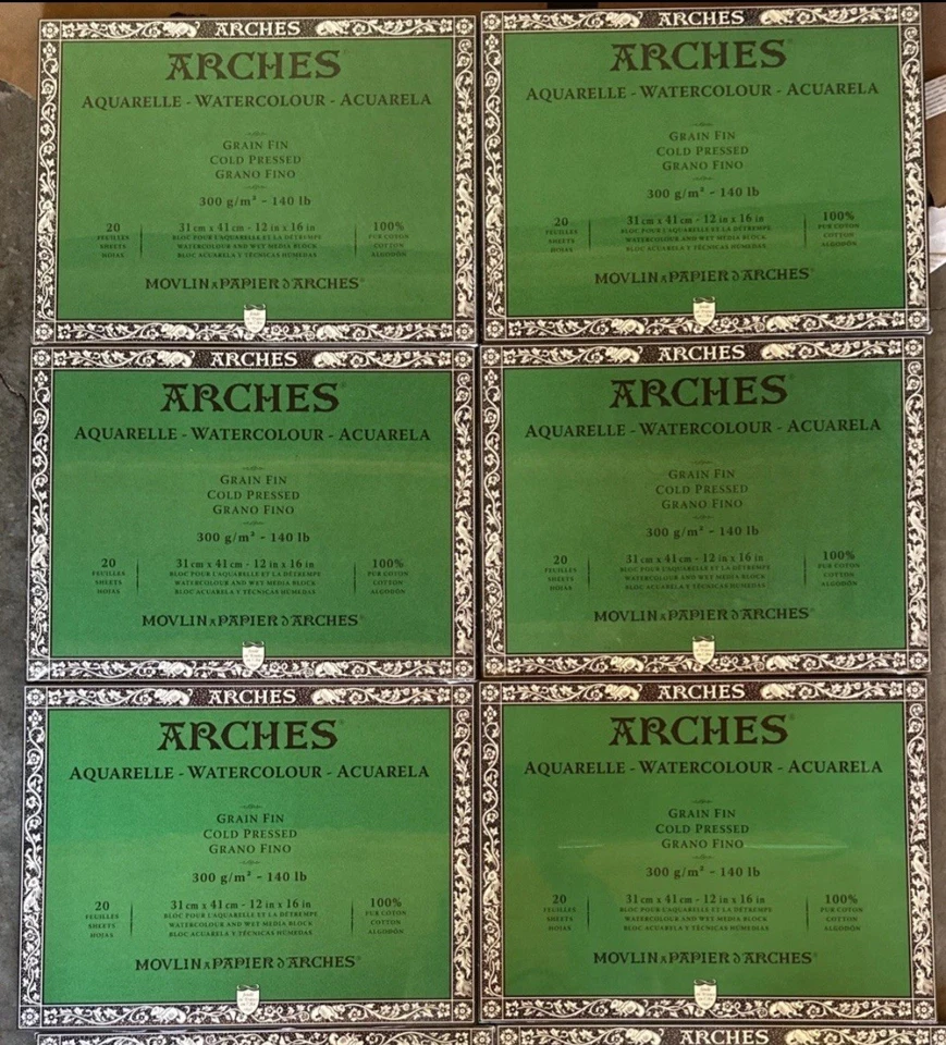 Aqvarelle Arches Watercolor Paper Block Cold Press, 12X16  Lot Of 6 - Image 1 of 1