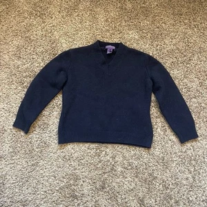 Ralph Lauren Purple Label Sweater Womens Blue Long Sleeve Scrap Project SHRUNK* - Picture 1 of 10