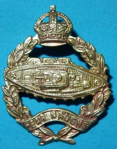 WW2 THE ROYAL TANK REGIMENT RTR FEAR NAUGHT REGIMENT MILITARY CAP BADGE W/M K/C - Picture 1 of 2