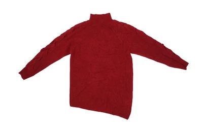 Suéter Express para Mujer Rojo Medio Tejido con Cable Cuello Alto Pullover Nuevo Mezcla de Lana Foto 1 de 4