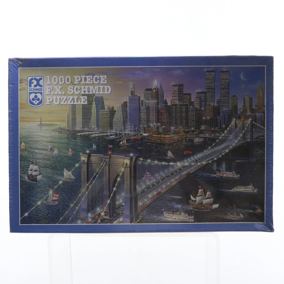 F.X. Schmid Brooklyn Bridge 1000 pc Puzzle Twin Towers World Trade Center New NI - Image 1 of 4