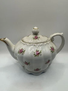 Vintage Porcelain Teapot Pink Floral - Picture 1 of 9