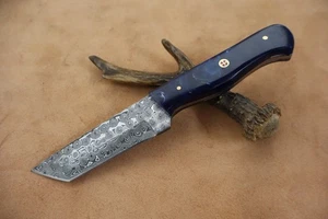 8" HANDMADE DAMASCUS STEEL SKINNER KNIFE WITH RESIN HANDLE W/SHEATH - Picture 1 of 6