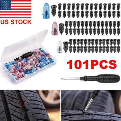 101Pcs Car Tubeless Vacuum Tyre Puncture Repair Kit Screw Nails Tire Patch Plug - Image 1 of 4