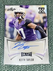🏈 KEITH TAYLOR 2021 HOJA X FIRMAS DE NOVATO AUTO RC # BA-KT3 🔥 Huskies - Imagen 1 de 2