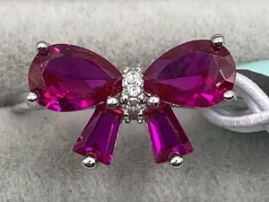 Cote d'Argent 925 Sterling Lab Created Rosa Rubin CZ Ring Größe 7 Neu mit Etikett - Bild 1 von 6