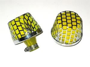 2 x R-TEC 9mm INLET CRANK CASE  BREATHER FILTER AIR INX STYLE YELLOW UNIVERSAL - Picture 1 of 1