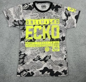 Ecko Unltd Shirt Mens Small Camo Neon Skater Streetwear Hip Hop Rhino AOP FLAWS - Picture 1 of 11