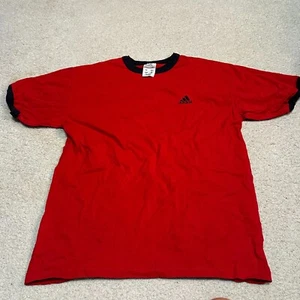 Vintage Y2K Adidas Sportswear Embroidered Logo Red/Blue Ringer Shirt Size L - Picture 1 of 6
