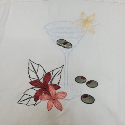 Camisa de piña caribeña para hombre L grande blanca Martini campamento hawaiano bordada Foto 1 de 4