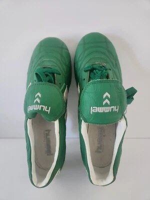 Hummel VERDE Cuero Fútbol Fútbol Botines EE. UU. Talla 7 Deportes Escolares Foto 1 de 4
