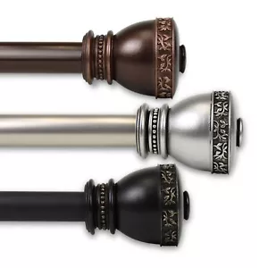 Tabitha 1" Curtain Rod Adjustable Drapery Rod 28-240" (5 sizes, 3 colors) - Picture 1 of 4
