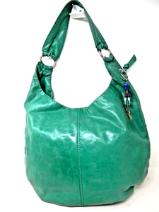 HOBO "The Original" Green Distressed Leather Medium Shoulder Bag w/Clutch/Wallet - Picture 1 of 16
