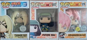 3x FUNKO DRAGONBALL Z FUTURE MAI POP VINYL #817 1279 Super Saiyan Naruto Tsunade - Picture 1 of 21