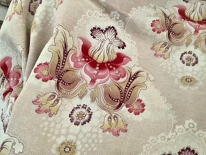 Antique French Château Curtain Cotton Floral Fabric Heavy Home Decor Textile - Picture 1 of 20
