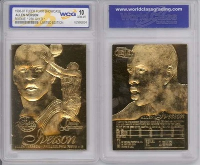 1996 ALLEN IVERSON FLEER FLAIR ROOKIE 23K GOLD CARD - Graded GEM-MINT 10 - Image 1 of 2