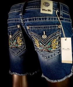 $108 Buckle Miss Me Jeans "Butterfly Feathers Pockets" Mid-Rise Shorts 30 - Picture 1 of 10