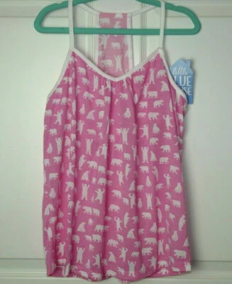 NWT Girl's Little Blue House by Hatley Pajama Tank Top Pink w/White Bears Sz 14 - Image 1 of 3