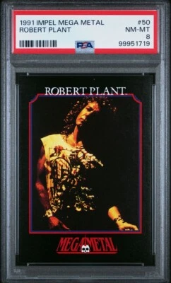 1991 IMPEL MEGA METAL ROBERT PLANT CARD #50 PSA 8 NMT/MT LED ZEPPELIN - Image 1 of 2
